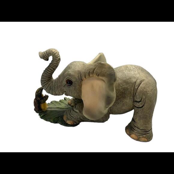Tuskers Baby Elephant playing with Friend Figurine Sloth Large Ears Vintage - Picture 3 of 11